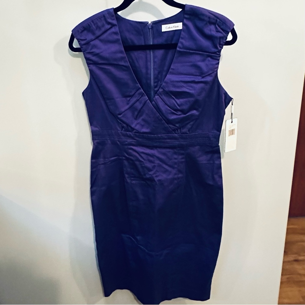 Calvin Klein Purple Women's Dress p-p 18” waist 30” s-h 37” hips 36” NWT